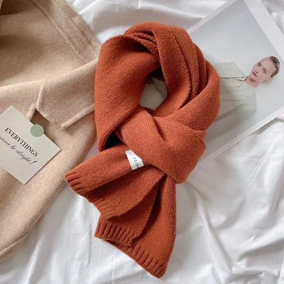 Students' Solid Color Trendy White All match Scarf Caramel Colour - Shop at LoveMi