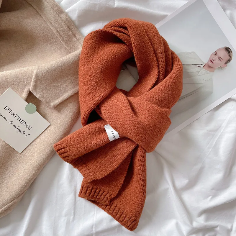 Students' Solid Color Trendy White All match Scarf Caramel Colour - Shop at LoveMi