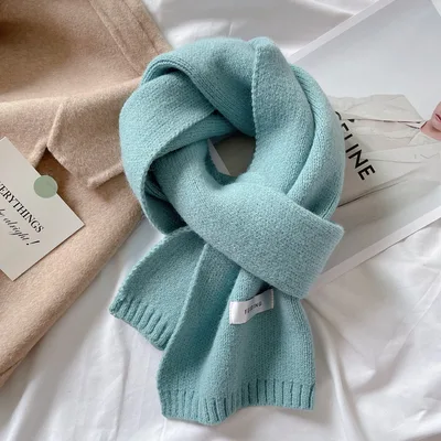 Students' Solid Color Trendy White All match Scarf Light Blue - Shop at LoveMi