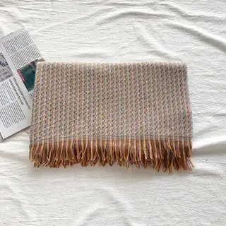 European And American Cashmere Warm Tassel Shawl Thickened Scarf - Grey