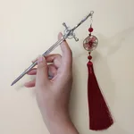 Silver Red Tassel