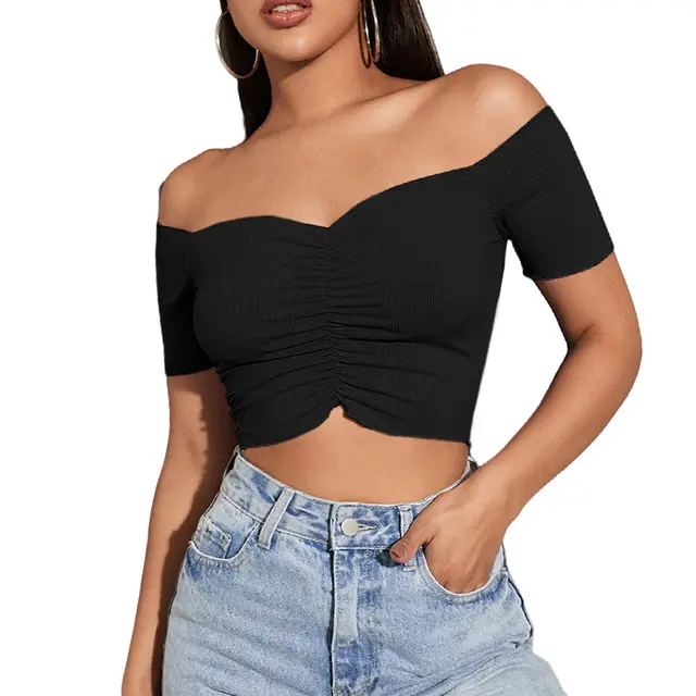 One Shoulder Top T Shirt Slim Fit Black - Shop at LoveMi