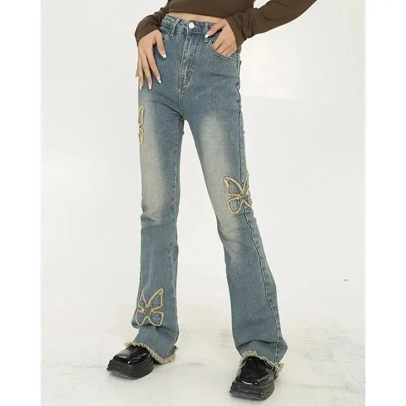 High waisted Straight Tube Thin And Wide legged Trendy Style Blue - Shop at LoveMi