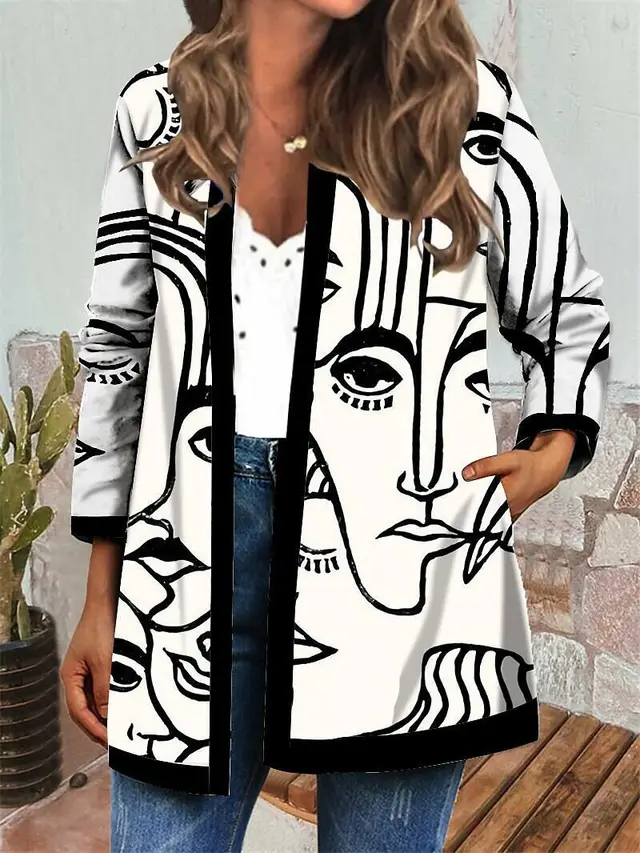 Ladies Autumn And Winter New Printed Cardigan Casual Jacket 5Color - Shop at LoveMi