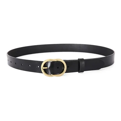 Women's Leather Belt Wide And Simple Black - Shop at LoveMi