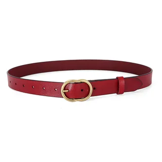 Women's Leather Belt Wide And Simple - Red