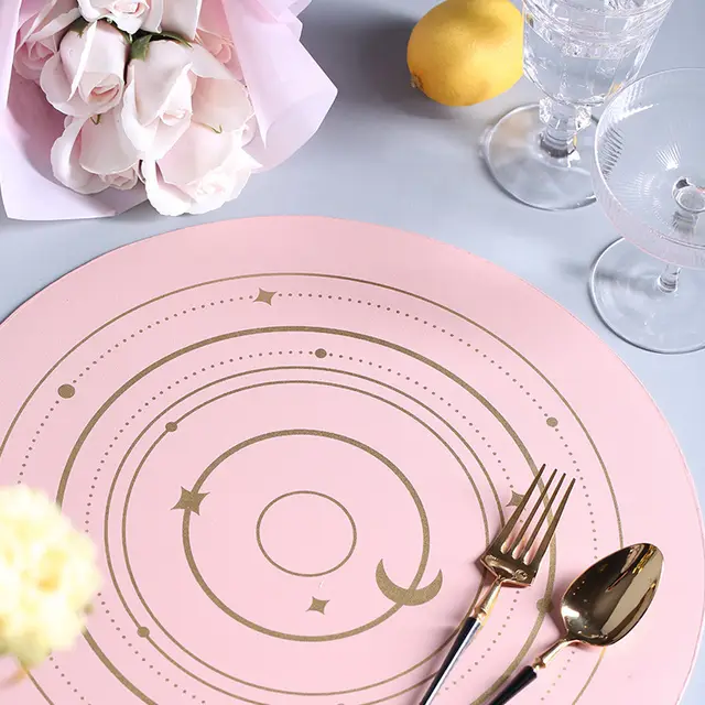 37 degree Life Star Rail Leather Creative Insulation Placemat Waterproof Oil proof Non slip Mat Baby Pink - Shop at LoveMi