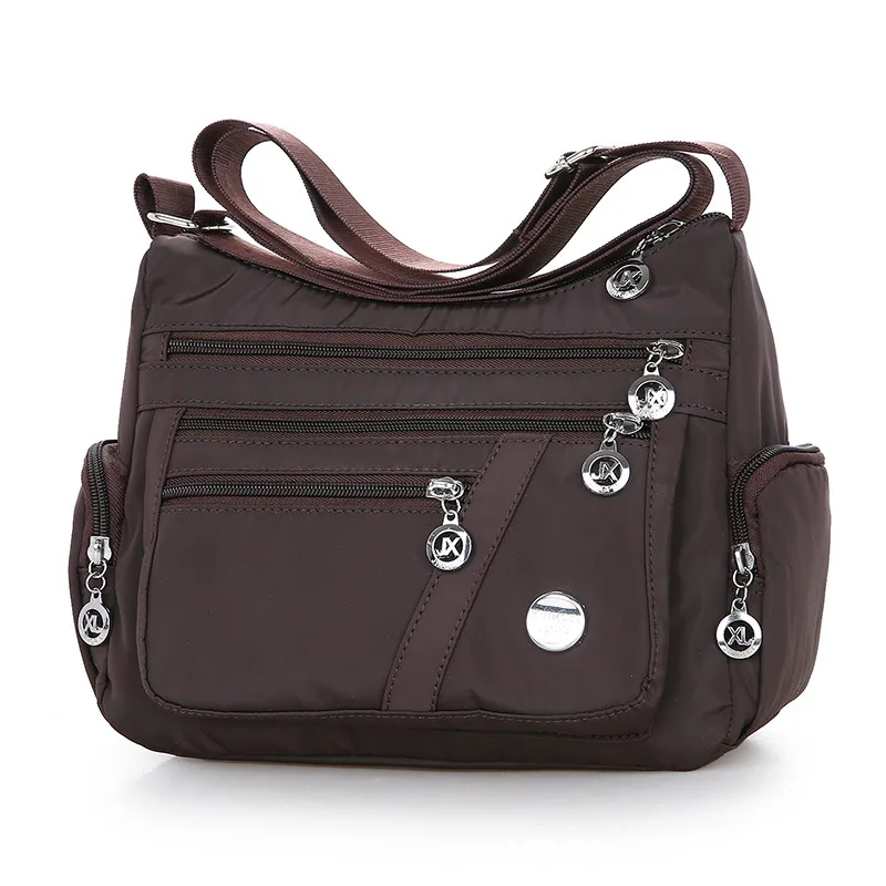 Women Shoulder Bag Multi-pocket Design Waterproof Casual High Capacity Crossbody Bag - Brown