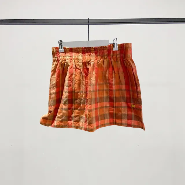 Men's And Women's Plaid Long Sleeve Shirt Coat Orange Skirt - Shop at LoveMi