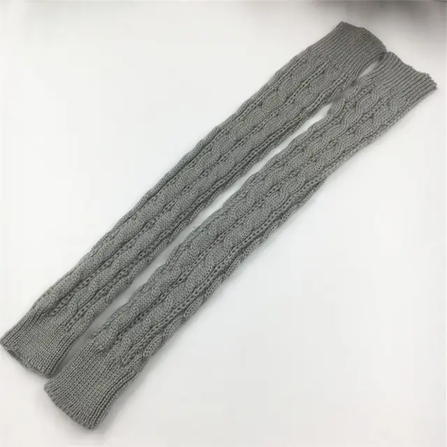 Women's Warm Solid Color Twist Long Half Finger Elastic Sleeves Light Grey - Shop at LoveMi