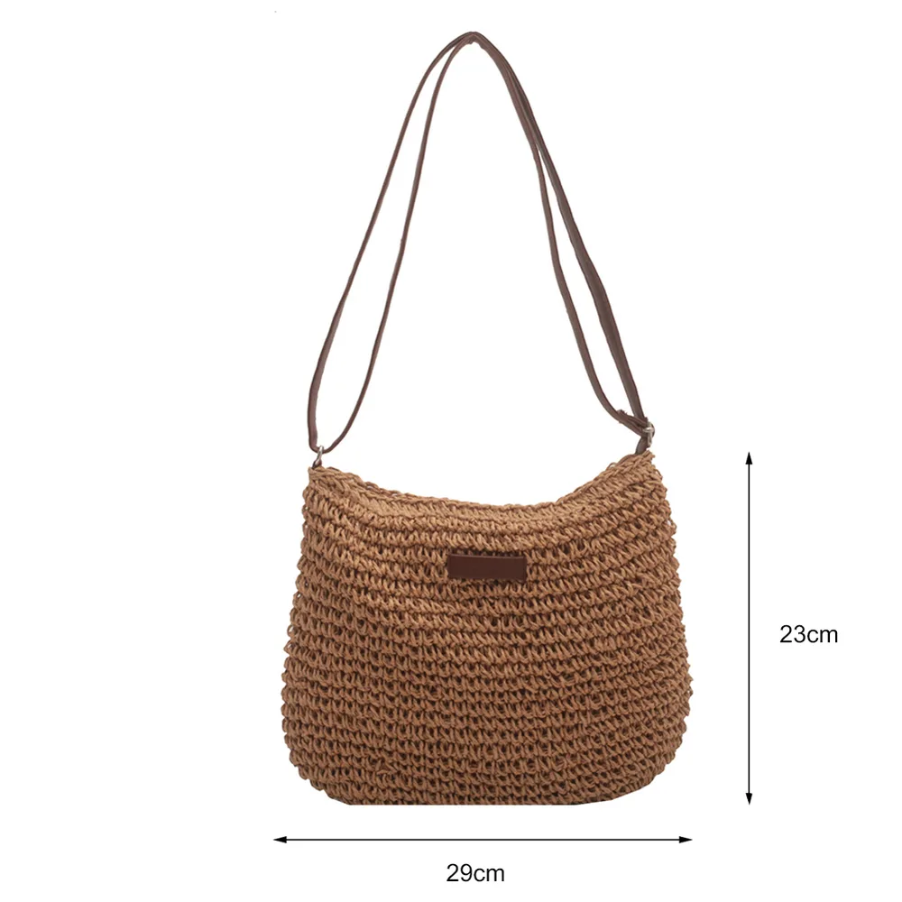 Niche Design Vacation Straw Tote Bag Khaki - Shop at LoveMi