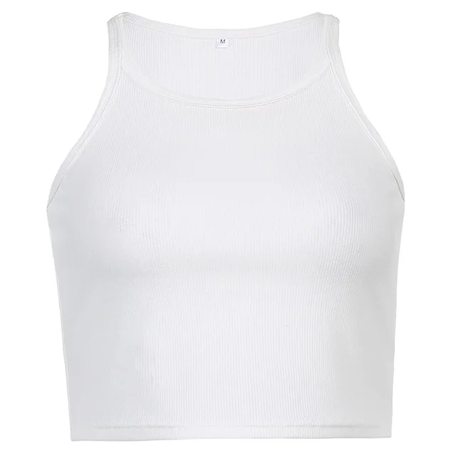 Women's Solid Color Slim U Neck Thin Bottoming Threaded Camisole Tank Top White - Shop at LoveMi