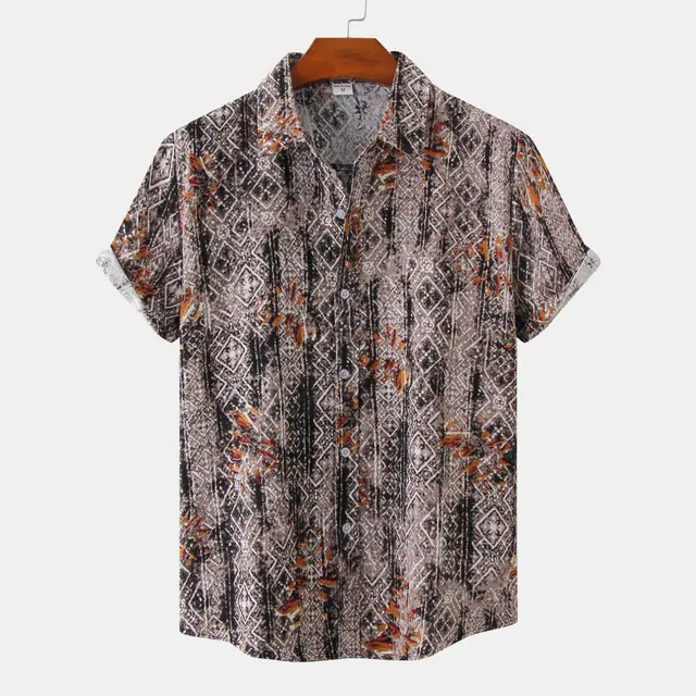 Cotton Linen Beach Short Sleeve Shirt Khaki - Shop at LoveMi