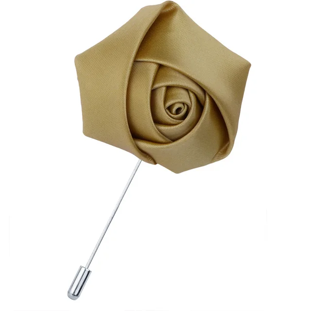 Ribbon Fabric Heart Rose Brooch Classic Turmeric - Shop at LoveMi