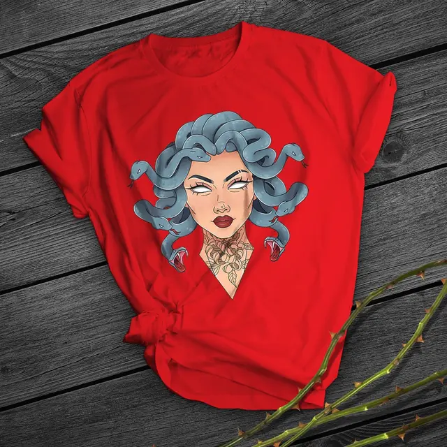 Women's Printed Short Sleeve Shirt Red - Shop at LoveMi