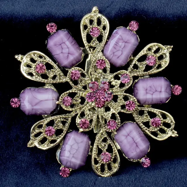 Fashionable Geometric High end Diamond Brooch Purple - Shop at LoveMi