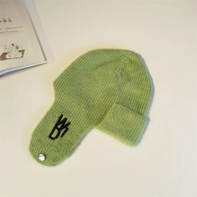 Knitted Wool Thickened Ear Protection Hat Cold And Windproof Pullover Green - Shop at LoveMi