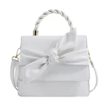 French Butterfly Clip Tote Shoulder Crossbody Bag - White