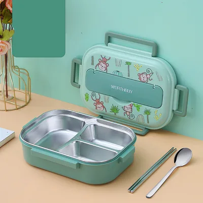 Stainless Steel Portable Thermal Insulation Compartment Lunch Box Green - Shop at LoveMi