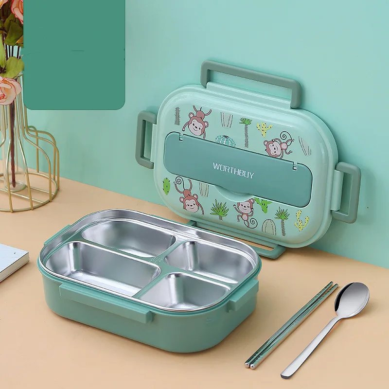 Stainless Steel Portable Thermal Insulation Compartment Lunch Box Green - Shop at LoveMi