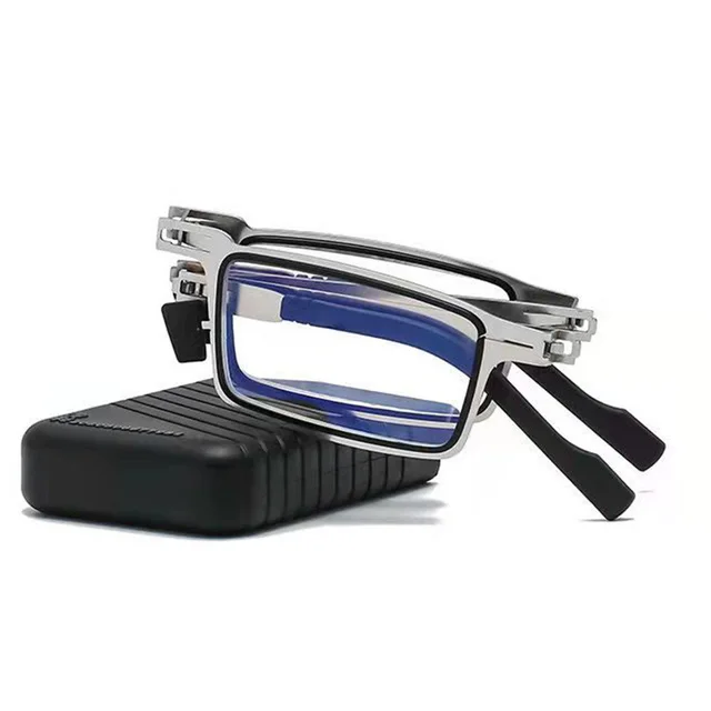 Stainless Steel Folding Anti blue Light Reading GlassesLight Screw free Portable Presbyopic Glasses Men's And Women's Same Presbyopic Glasses Sil... Silver Frame Including Box - Shop at LoveMi