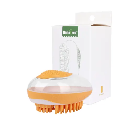 Dog Cat Bath Brush 2 in 1 Pet SPA Massage Comb Soft Silicone Pets Shower Hair Grooming Cmob Dog Cleaning Tool Pet Products Orange - Shop at LoveMi