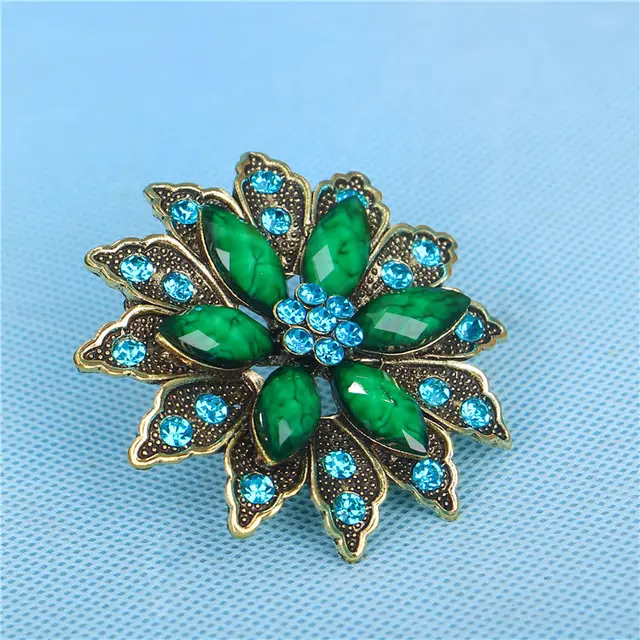 High end Diamond Brooch Vintage Corsage Fashion Green - Shop at LoveMi