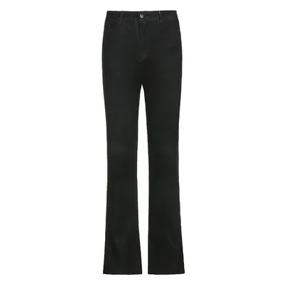 High Waist Slimming Distressed Skinny Flared Jeans Black - Shop at LoveMi