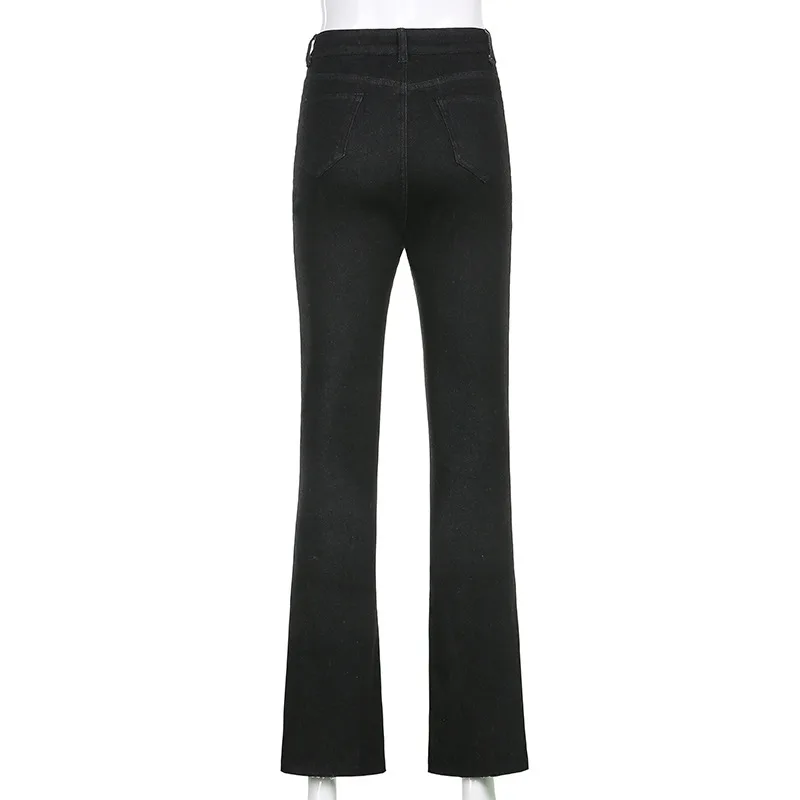 High Waist Slimming Distressed Skinny Flared Jeans Black - Shop at LoveMi