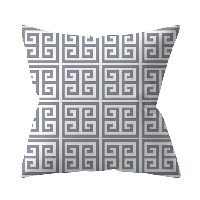 Gray Geometric Polyester Pillow Cover Cross border Silver Gray Sofa Cushion Cushion Cover 6 Style - Shop at LoveMi