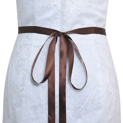 Bridal Waist Chain Metal Rhinestone Silver High Grade Alloy With Brown Ribbon - Shop at LoveMi