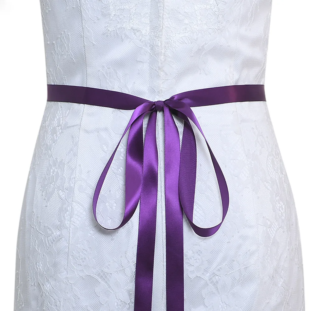 Bridal Waist Chain Metal Rhinestone Silver High Grade Alloy - With Purple Ribbon