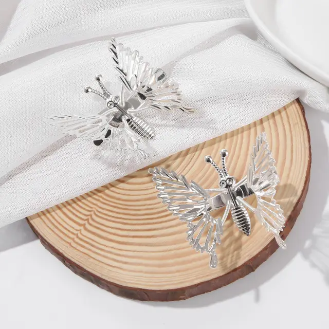 Wings Move Spring Metal Hollow Tie Wire Butterfly Hair Clip White - Shop at LoveMi