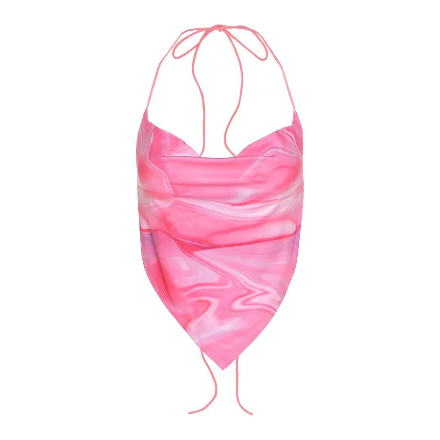 Summer Women's Clothing New Sling Backless Halter Vest T shirt Pink - Shop at LoveMi