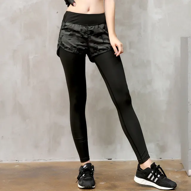 Korean Version Spring And Summer Yoga Running Women's Slim Fitness Clothes Camouflage Black - Shop at LoveMi