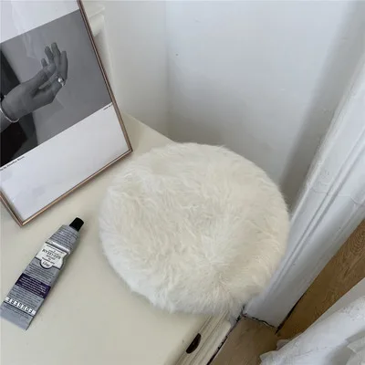 Puffy Fluffy Rabbit Plush Beret Female Filler White - Shop at LoveMi