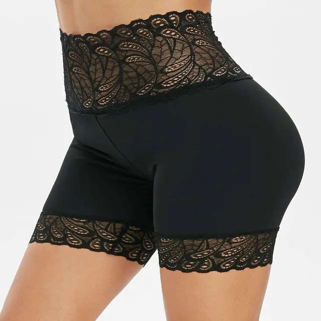 Lace High Waist Butt Lift Slim Solid Color Breathable Leggings Black - Shop at LoveMi