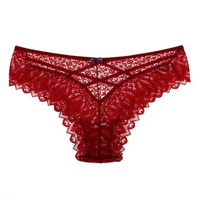 Women's European And American Thin Lace Lace Panties Wine Red - Shop at LoveMi