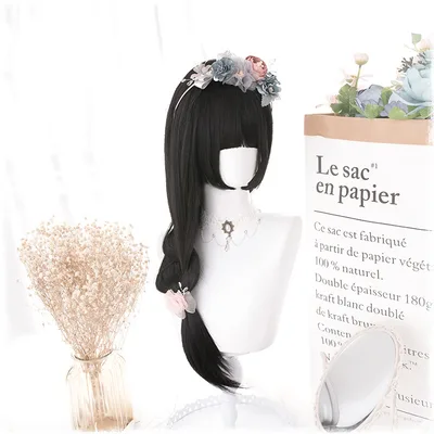 Manzhen Daily Black Long Straight Wig Girl Z46Natural Black - Shop at LoveMi