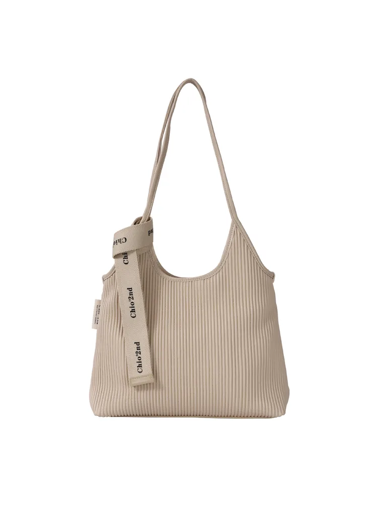 Ladies Casual Pleated Hand held Shoulder Bag Beige - Shop at LoveMi