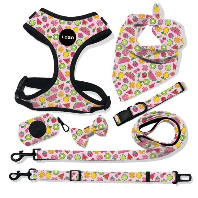 Pet Breathable Dog Harness Leash Set Hawaiian Pink Fruit - Shop at LoveMi