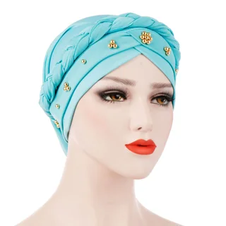 Women's Fashion Tie Dye Brushed Milk Silk Bandana Hat - Light Blue