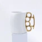 White Cup With Gold Handle
