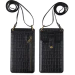 Multi-function Crossbody Bags For Mobile Phone Crocodile-pattern Wallet Card Holder - Black