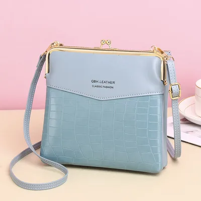Lock Shoulder Bags Women Alligator Pattern Crossbody Phone Bag Blue - Shop at LoveMi
