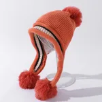 Ladies Knitted Hat Colorblock Casual Ear Guards For Warmth - Orange