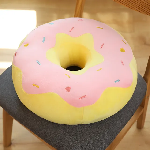 New Creative Donut Round Cushion Cartoon Floor Leisure Pink Yellow - Shop at LoveMi