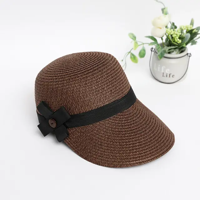 Straw Equestrian Hat Women's Outdoor Beach Casual Hat Coffee - Shop at LoveMi