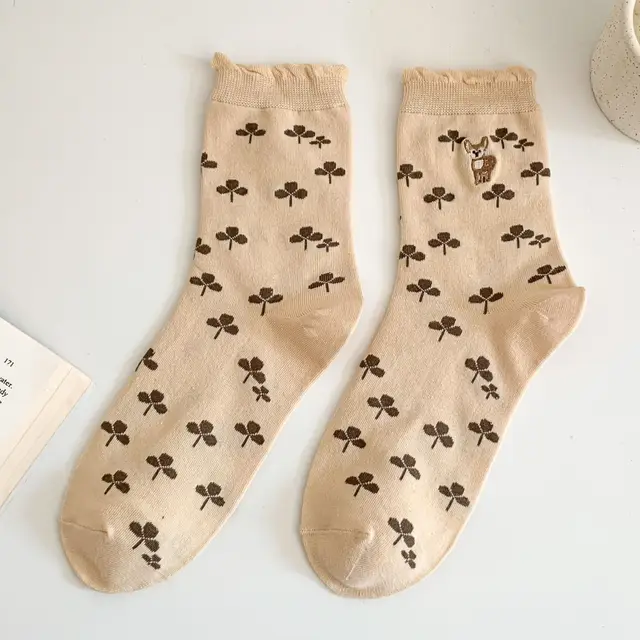 Cute Lace Rhombus Preppy Stockings Clover - Shop at LoveMi