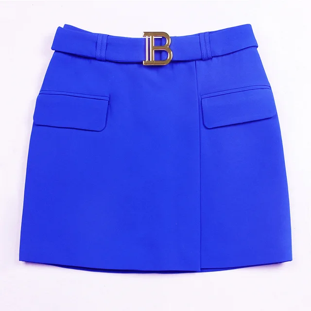 Trendy Summer Slim And Cool A line Bag Hip Mini Skirt Blue - Shop at LoveMi